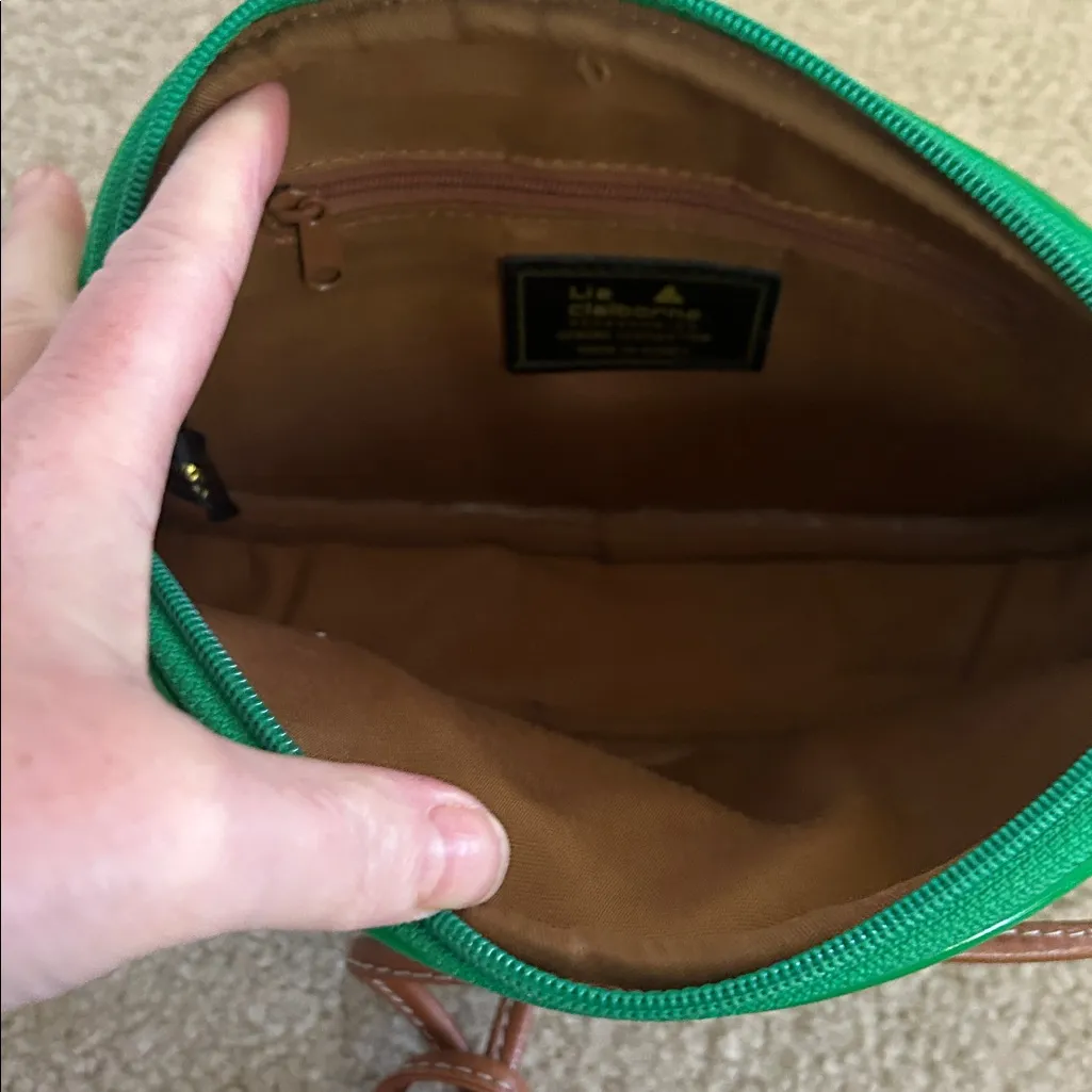 Liz Claiborne Bright Green Patent Leather Oval Crossbody Bag - Image 9