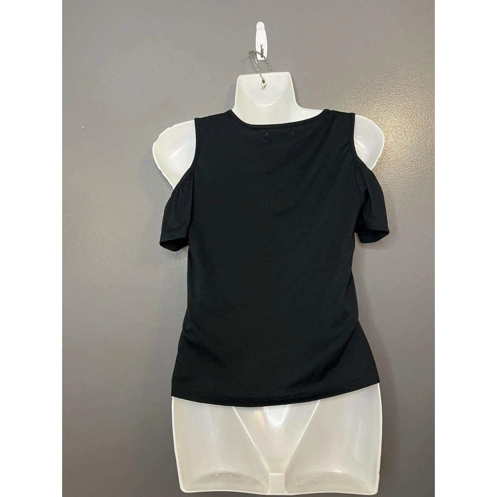 Baby Phat Shirt Womens 14 Black Cold Shoulder Graphic Logo Top Casual Blouse - Image 5