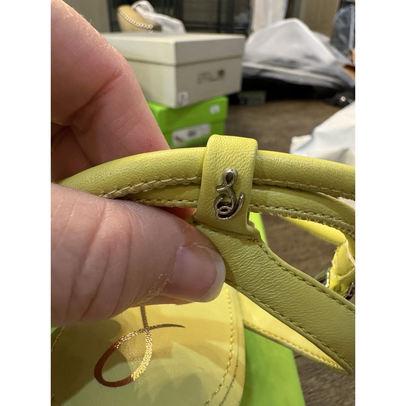 Sam‎ Edelman MAVEN PADDED STRAPPY HEEL In Kiwi Leather Size 8 Sandal - Image 7