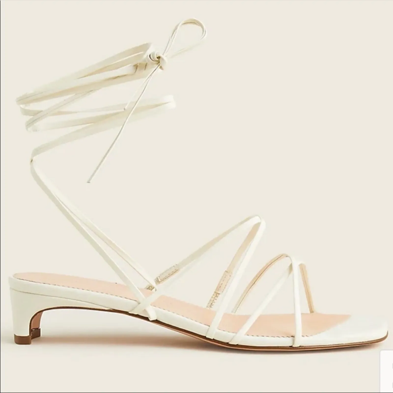 NEW J. Crew Italy ivory white strappy small kitten heel leather sandals - Image 4