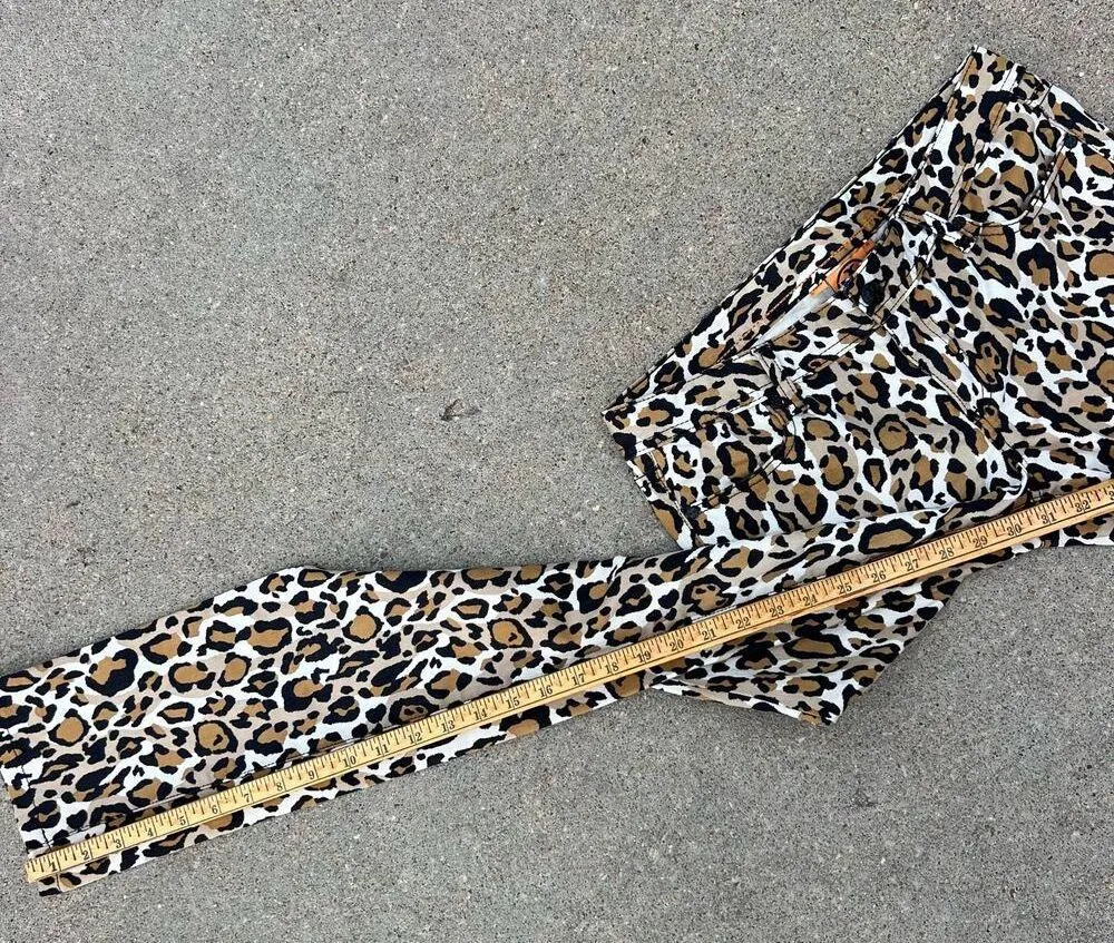 Tory Burch Leopard Cheetah Animal Print Low Rise Super Skinny Jeans Size 30 - Image 13