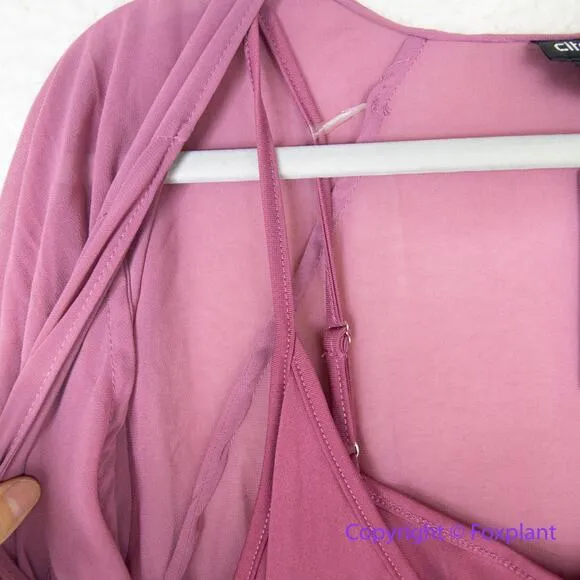New! City‎ Chic Enthrall Me Maxi Dress Dusty Rose Pink Wrap Sheer, plus size 16 - Image 14