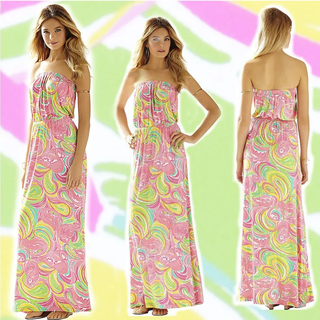 Lilly Pulitzer Strapless Marlisa All Nighter Maxi Dress in Flamingo size XS - Image 2
