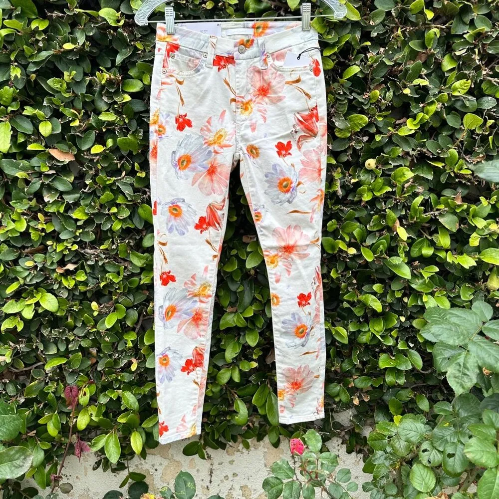 NWT 7 For All Mankind Floral Print Skinny Ankle Jeans Sz 24 - Image 4