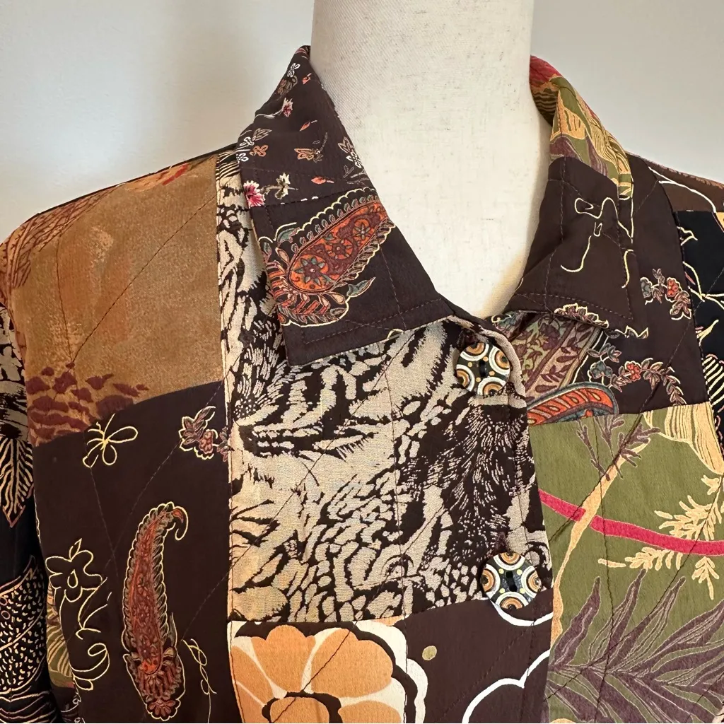 Casual Studios Patchwork Funky Boho Jacket Size Small Black - Image 5