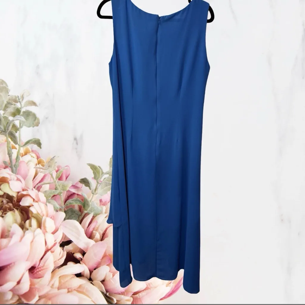 J. Taylor Vintage 80’s Set 2 Piece Blue Asymmetrical Dress Sheer Blazer Sz 14 - Image 8