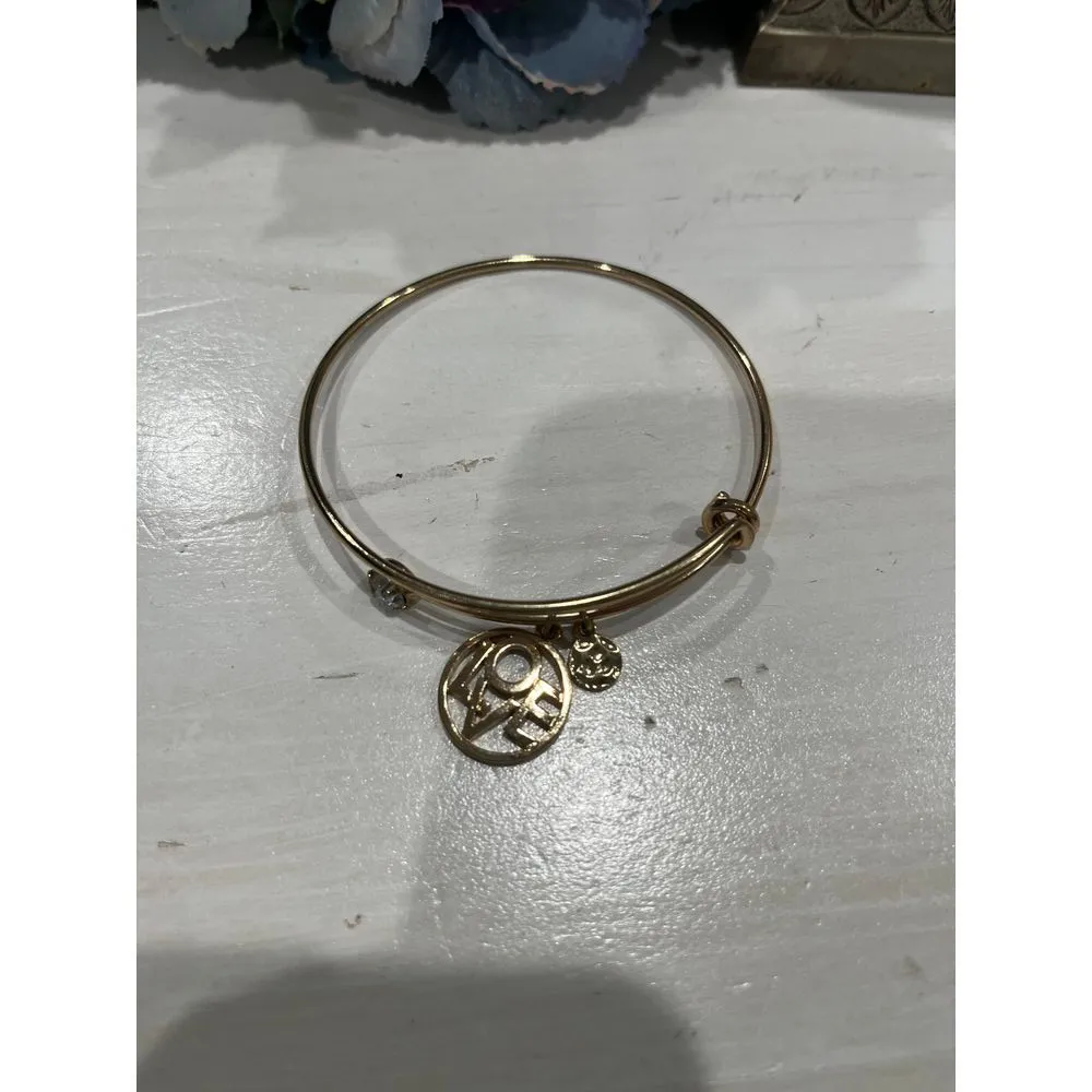 Gold tone love charm bangle‎ bracelet - Image 3