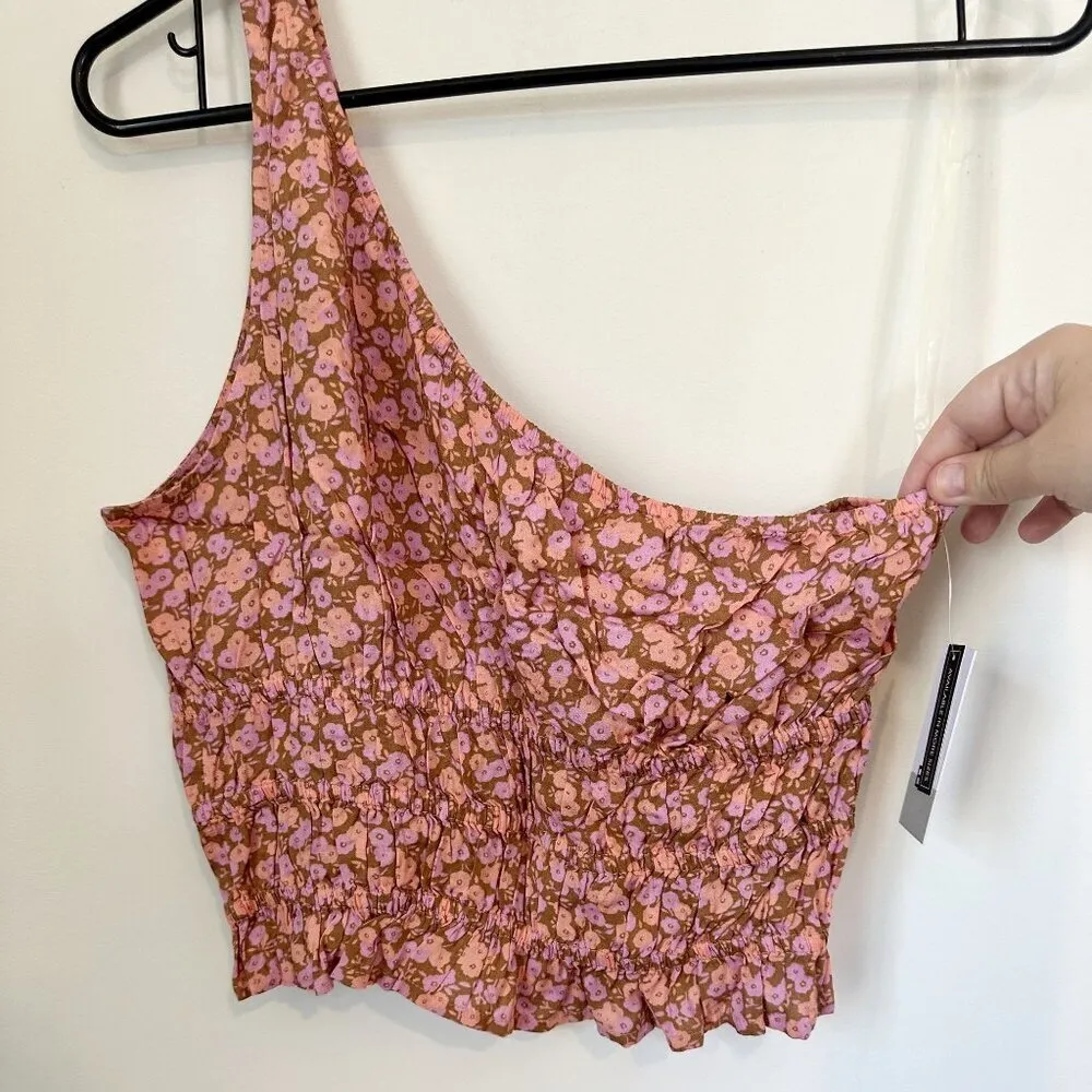 NWT BP by Nordstrom Floral One Shoulder Crop Top in Pink Allison - M - Image 3