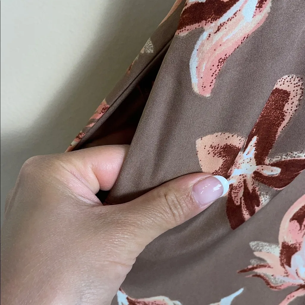 Band of the Free Women’s Linen Blend Bustier Floral Print Wide Leg Jumpsuit Tan Size XS - Image 6