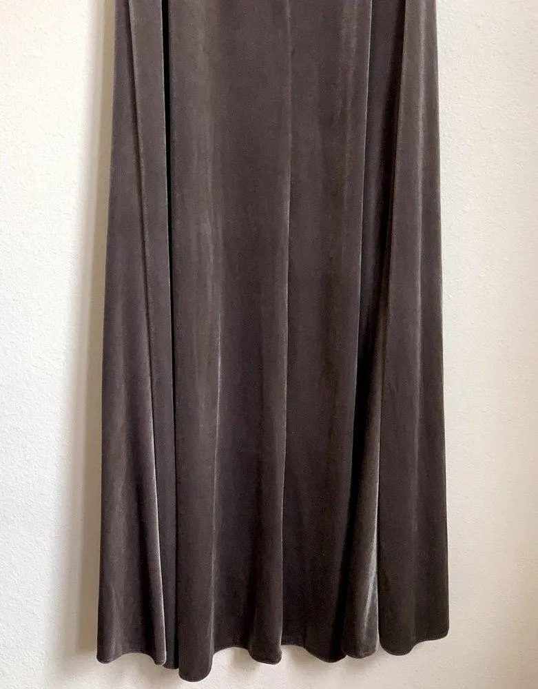 NWT After Six One Shoulder Velvet Maxi Dress Gown in Caviar Gray - Image 6