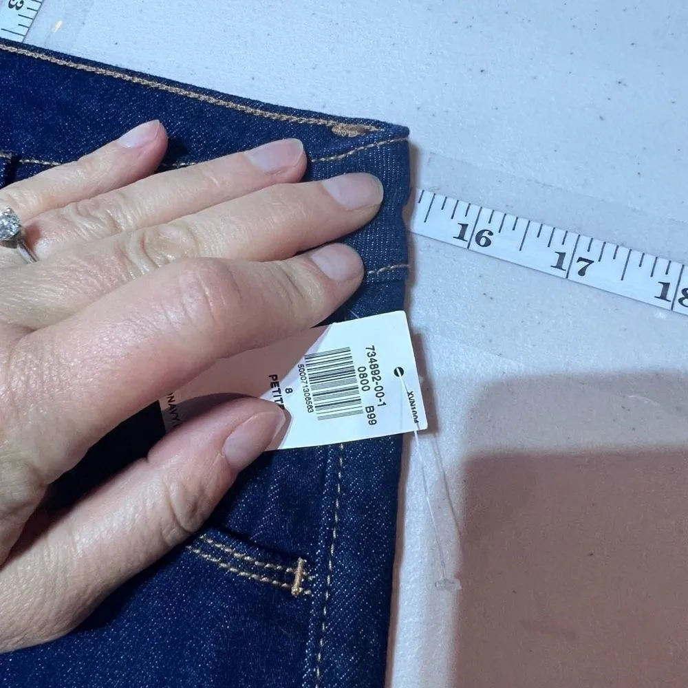 Old Navy Women's Mid Rise‎ Boot Cut Jeans Dark Blue Denim Wash Petite Size 8 NWT - Image 6