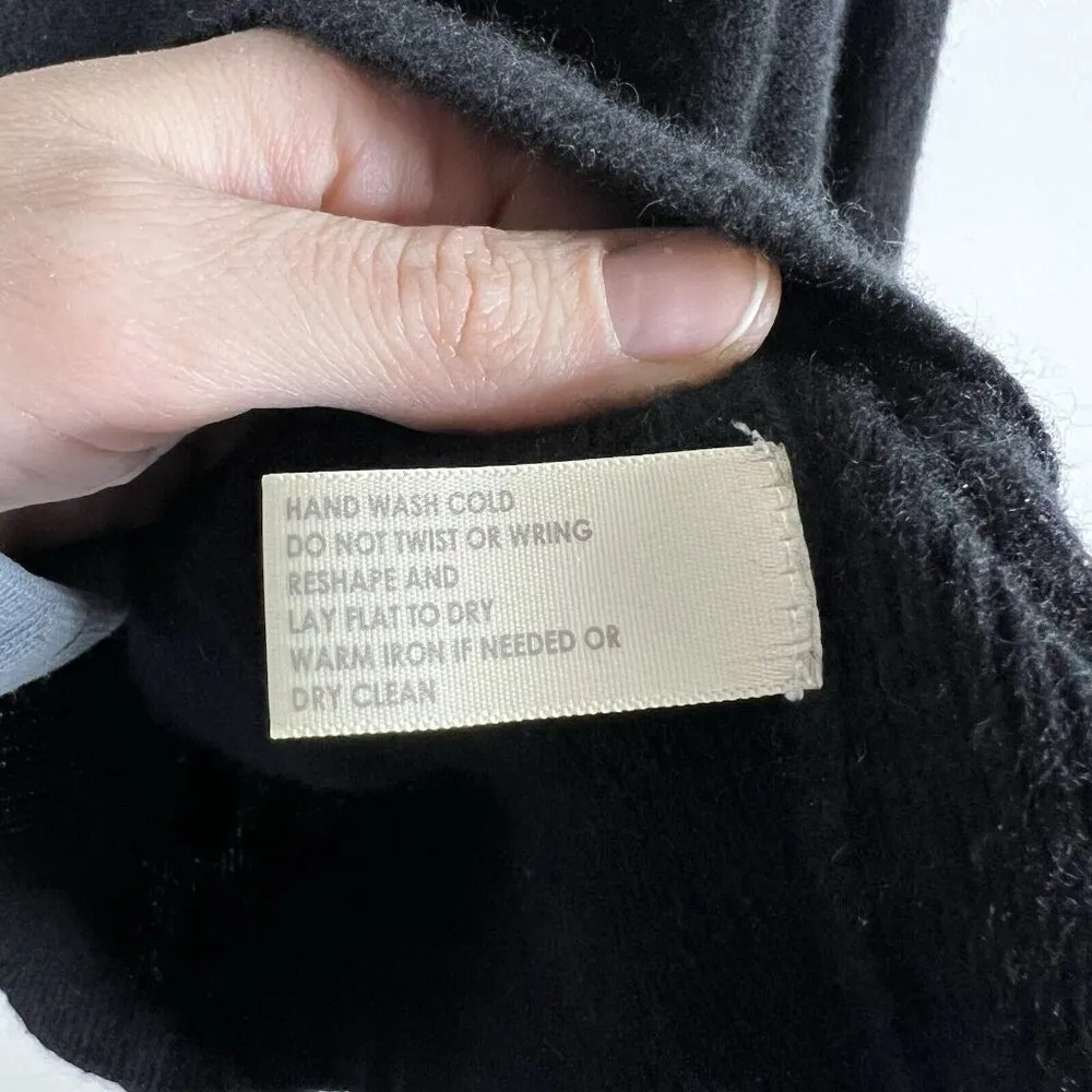 White + Warren Cold Shoulder Black Cashmere Sweater Women Sz M Minimalist Luxury Size M - Image 9