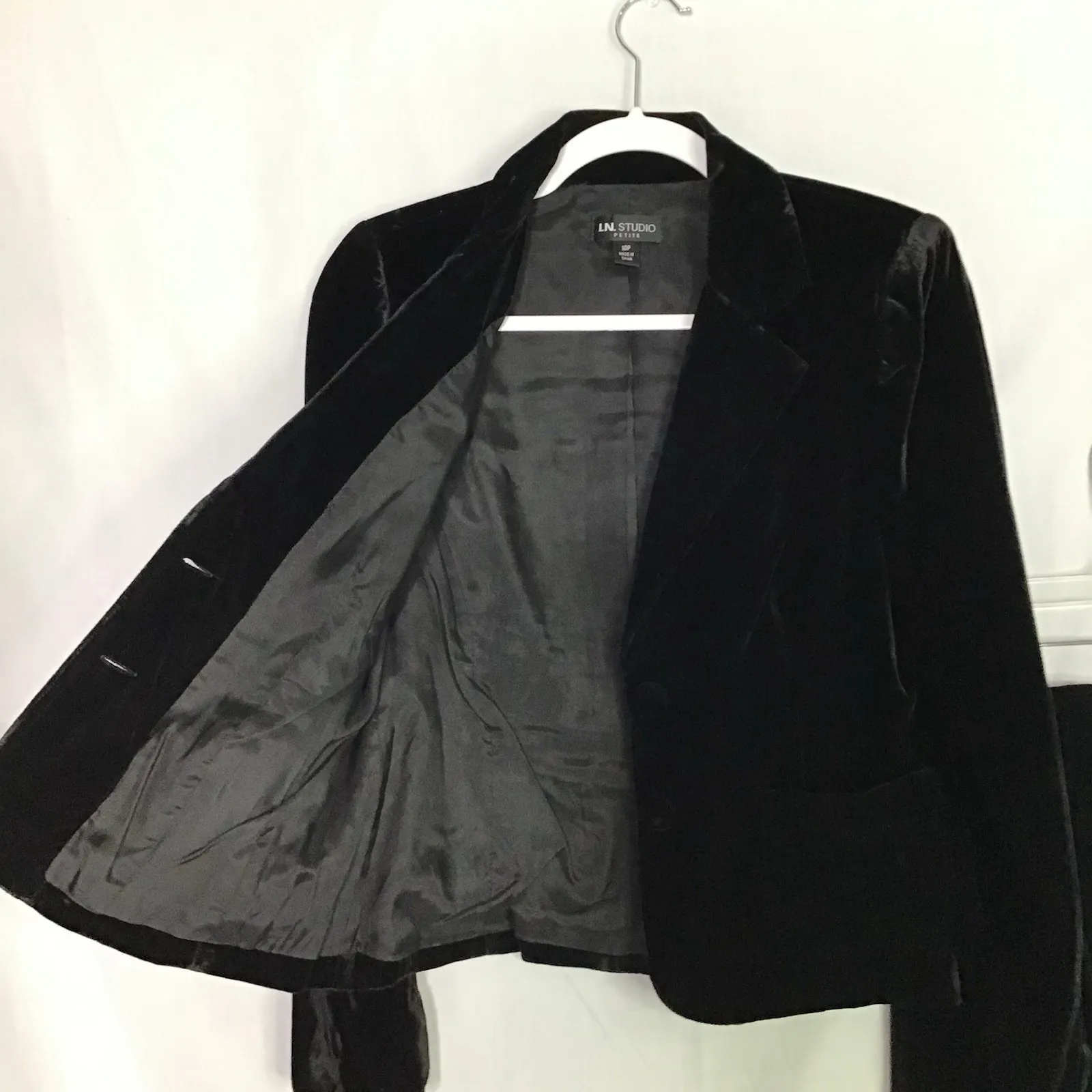 I.N. Studio Petite Black Velvet Blazer Maxi Skirt Suit 2 - Image 14