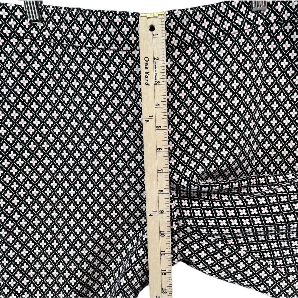 J Jill Pants Womens 8 Black Pink Mini Floral Daisy Crop Stretch Comfort Resort - Image 7