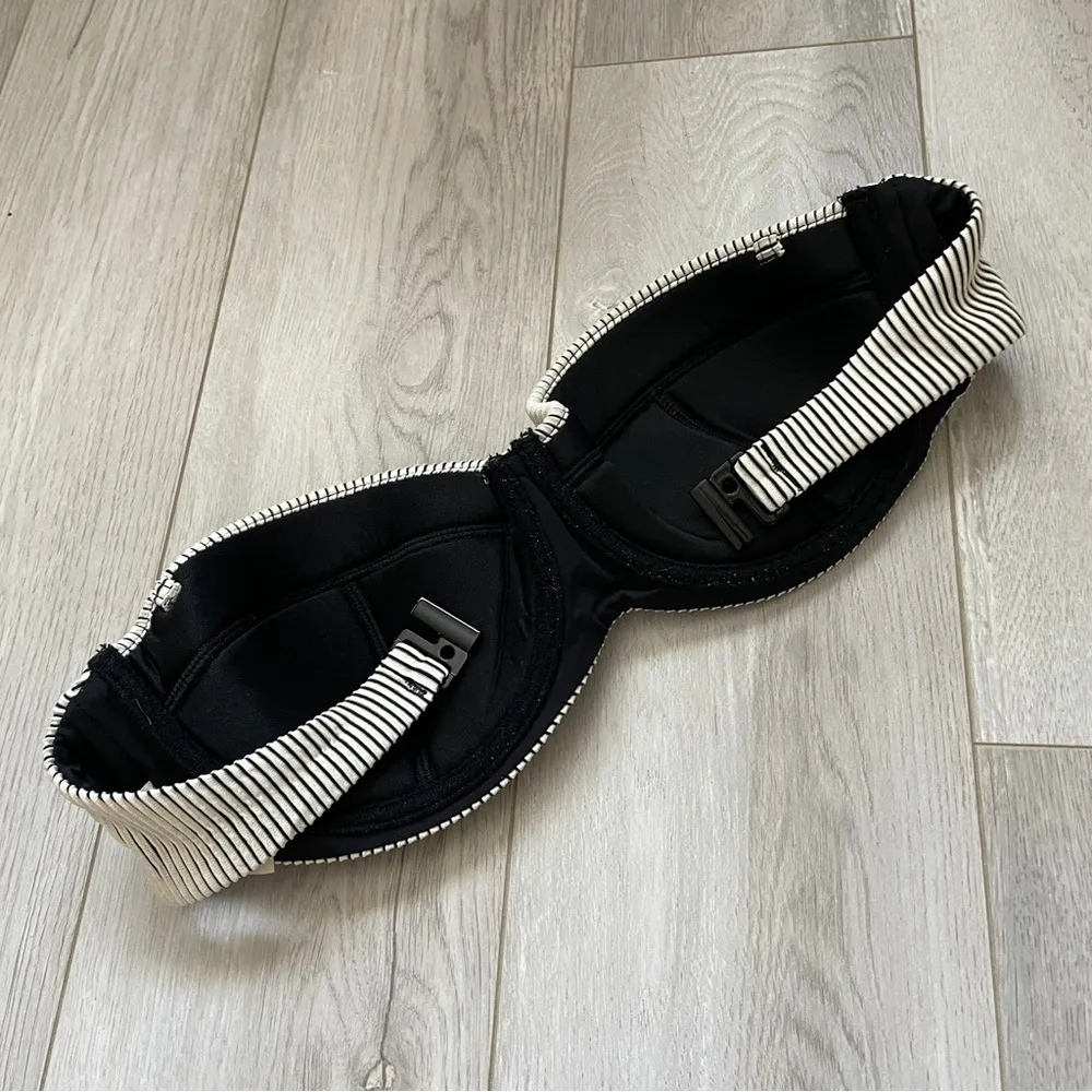 Zulu & Zephyr Balconette Stripe Swim Bikini Top Black/White (US 6) strapless Black - Image 3