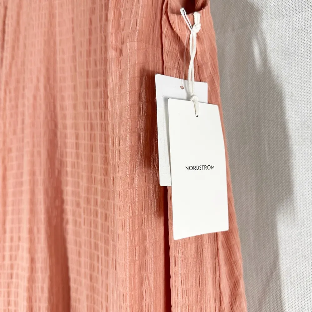 NORDSTROM Sleeveless Seersucker Maxi Dress Pink Desert Size Small - Image 6