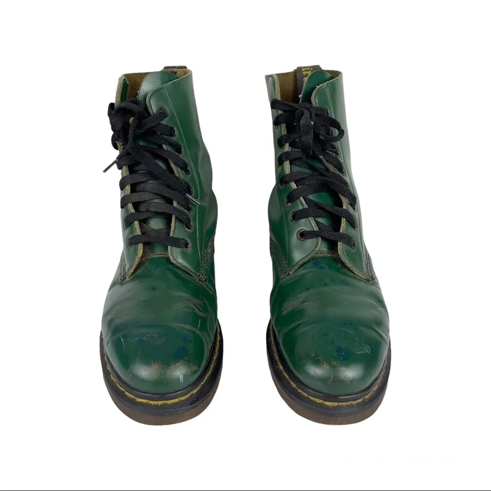 Vtg Doc Martens Made in England Forest Green Combat Boots Sz 5 UK Grunge - Image 2