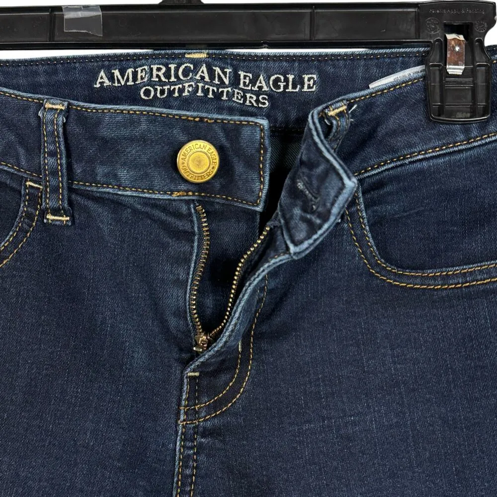 American Eagle SZ 4 Jeggings Jeans Low-Rise Stretch Zip-Fly Pockets Dark Wash - Image 3