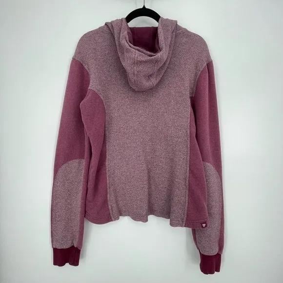Pact Organic Two Tone Heathered Hoodie Jacket Zip Front Thumbholes Womens Large Purple - Image 7