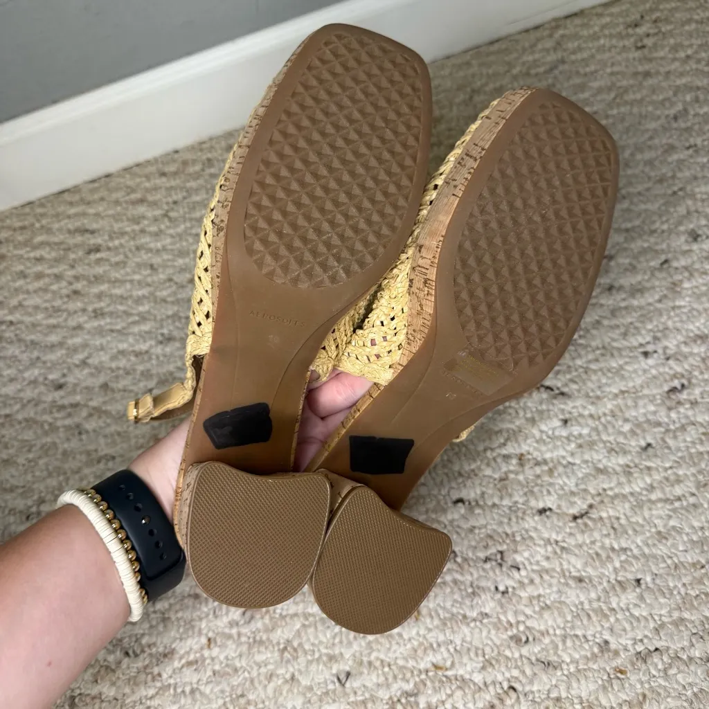 AEROSOLES Women's Santiago Raffia Platform Pumps in Natural Size 10 Block Heels - Image 9