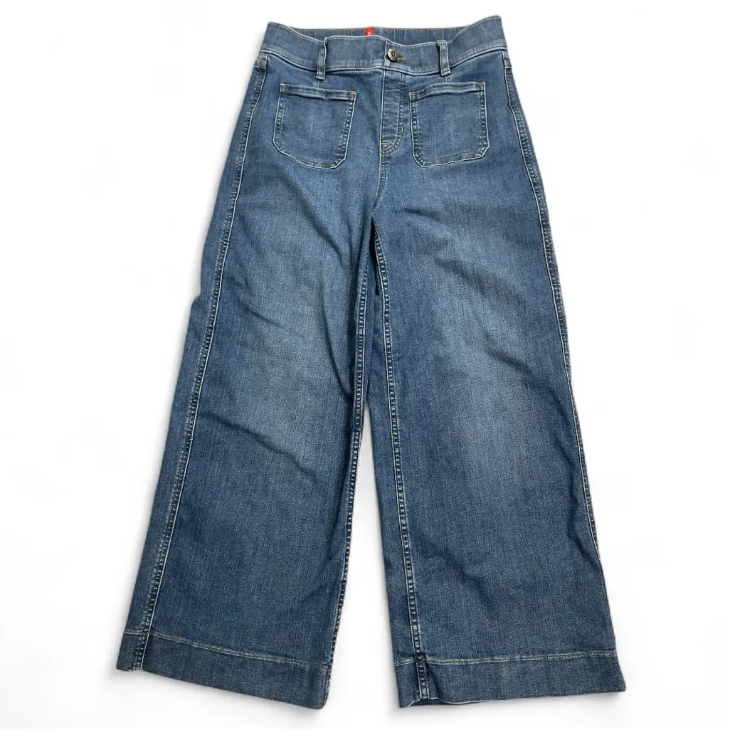 SPANX Classic Blue Wide Leg Cropped Stretch pull on jeans - Image 3