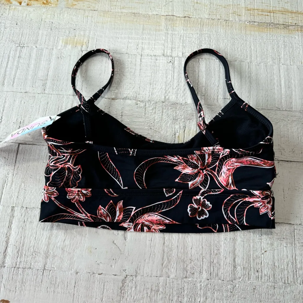 Sundazed Gianna‎ Midline Bikini Top NWT size Small Black Coral Floral Swimsuit - Image 10