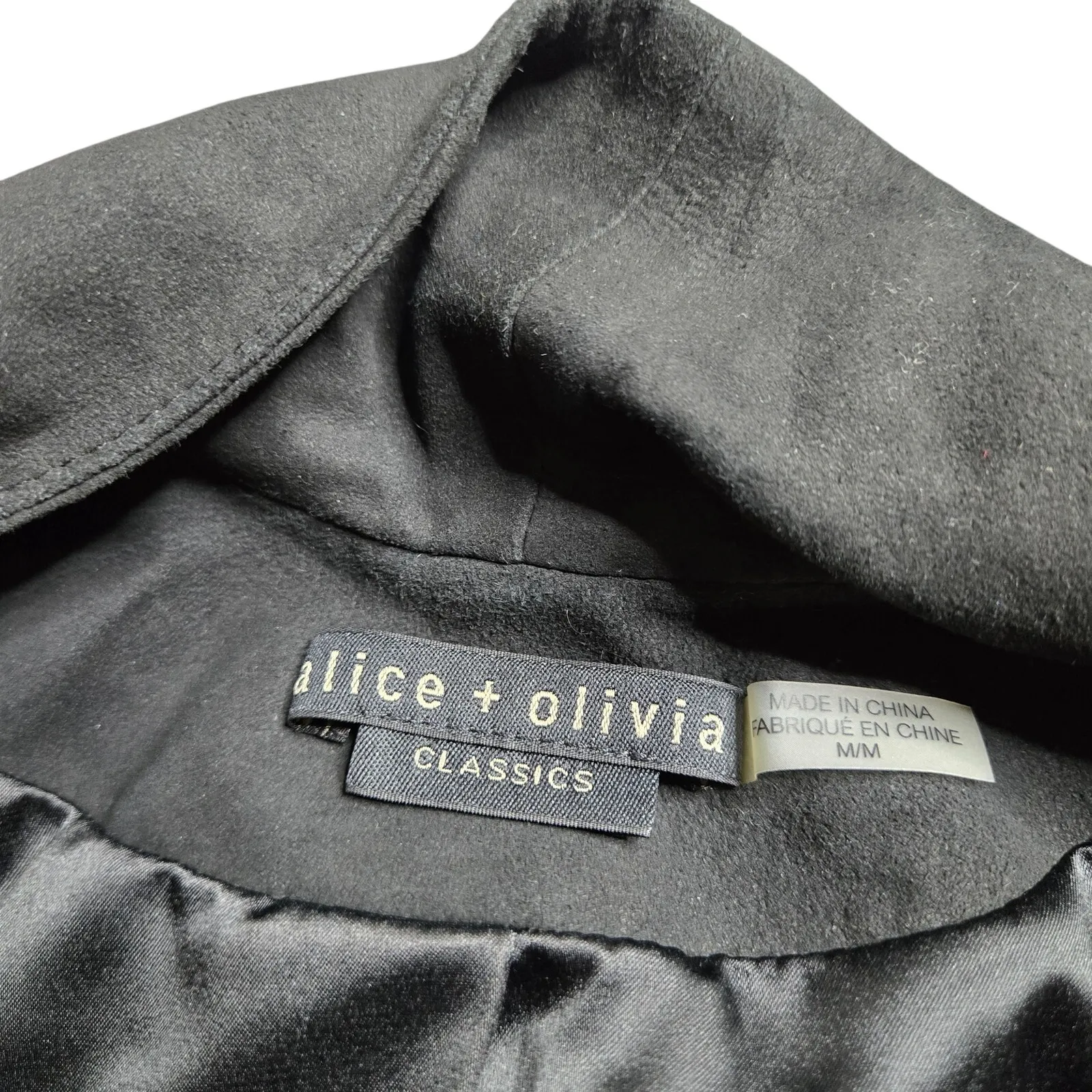 Alice + Olivia Black Harvey Open Front Suede Cropped Jacket Size: M - Image 7