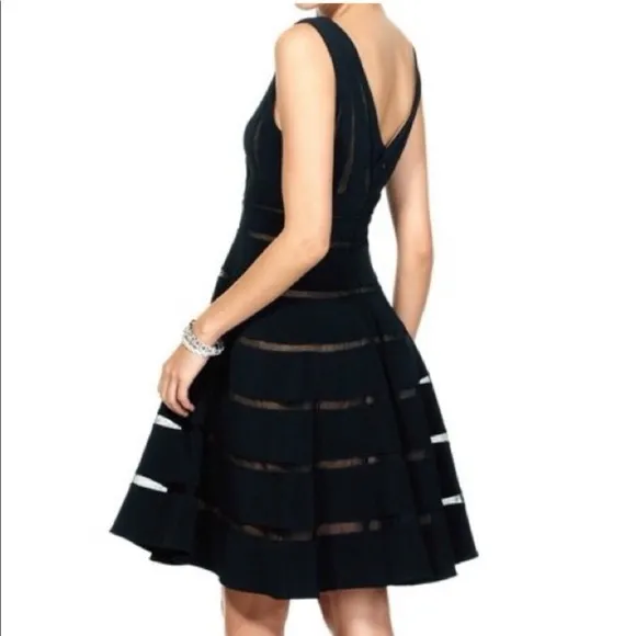 JS Collections Ottoman Illusions Fit and Flare Mini Dress in Black Size 8 - Image 4