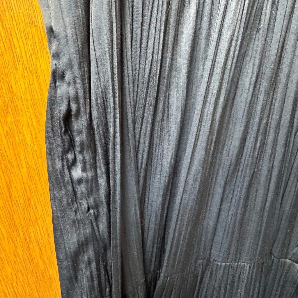 Anthropologie Somerset Satin Short Sleeve Long Maxi Dress Black XS - Image 6