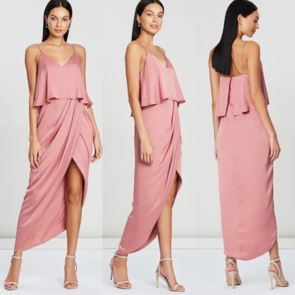 Shona Joy Luxe Cocktail Pink Rose Frill Dress Size US 2 - Image 4