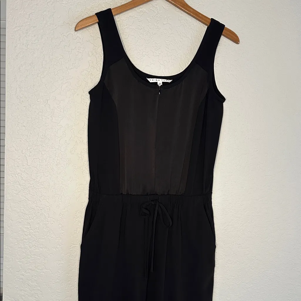 Trina Turk Black Jumpsuit Zipper Front Sporty Classic Tank Preppy Minimalist - Image 3