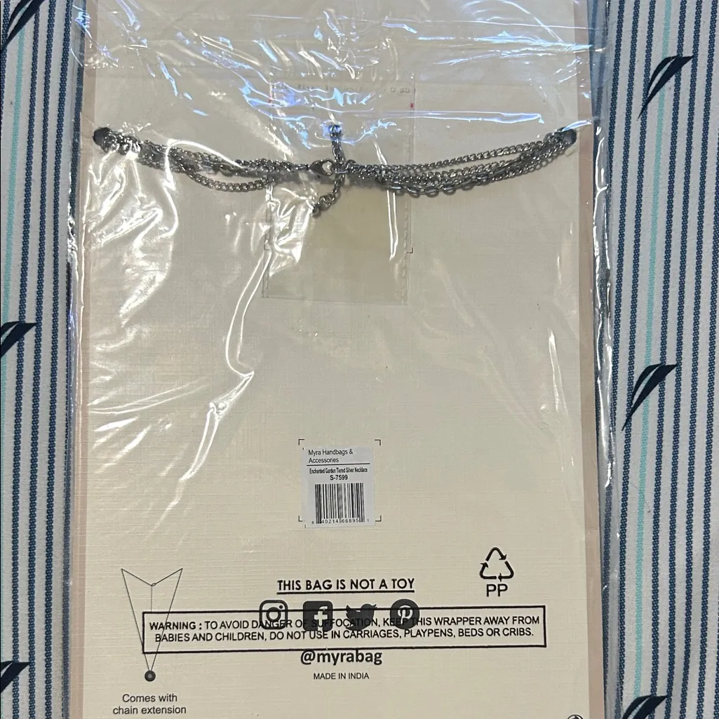 Myra Bag, Silver and Blue Charm Necklace - Image 3