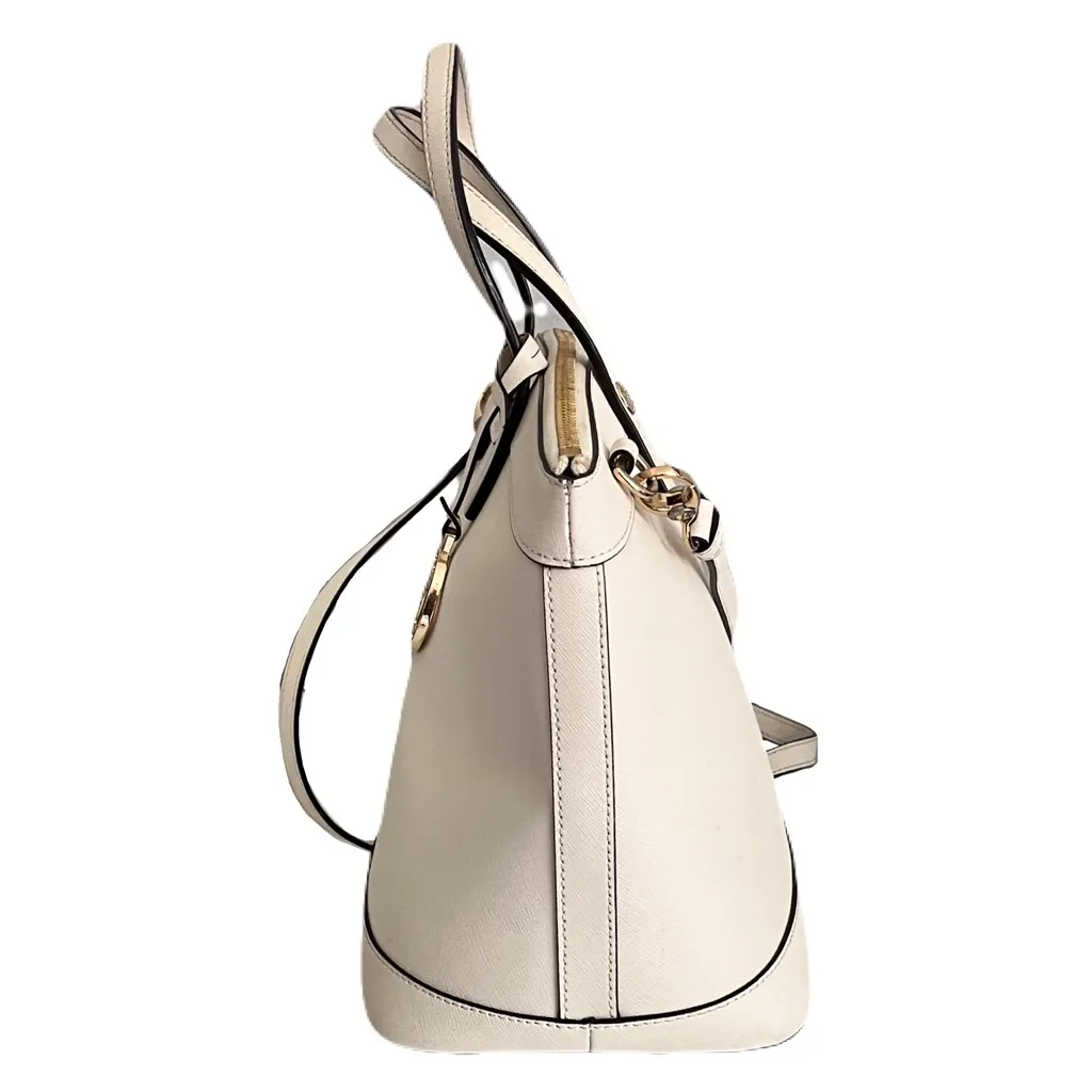 Henri Bendel Ivory Saffiano Leather Convertible Crossbody Satchel - Image 2