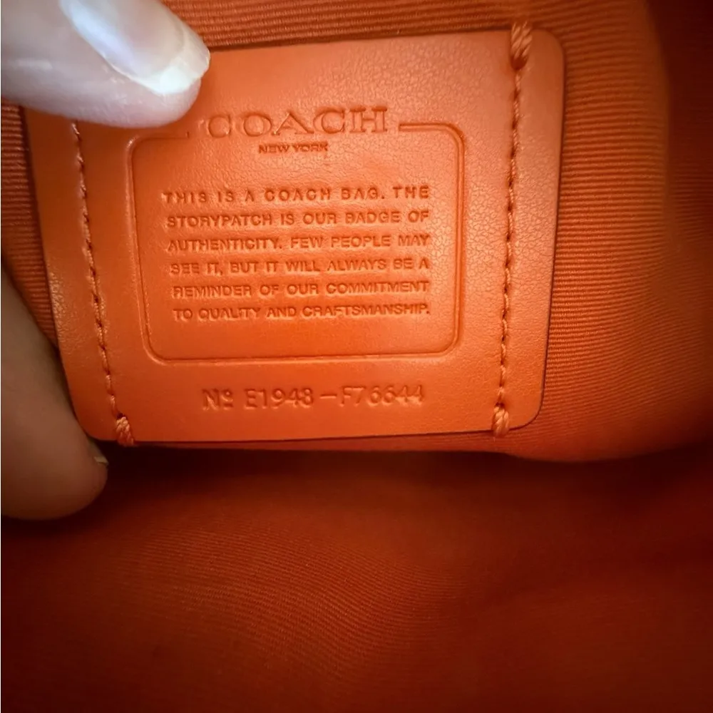 Coach Orange Ostrich Mia Crossbody Bag‎ - Image 5