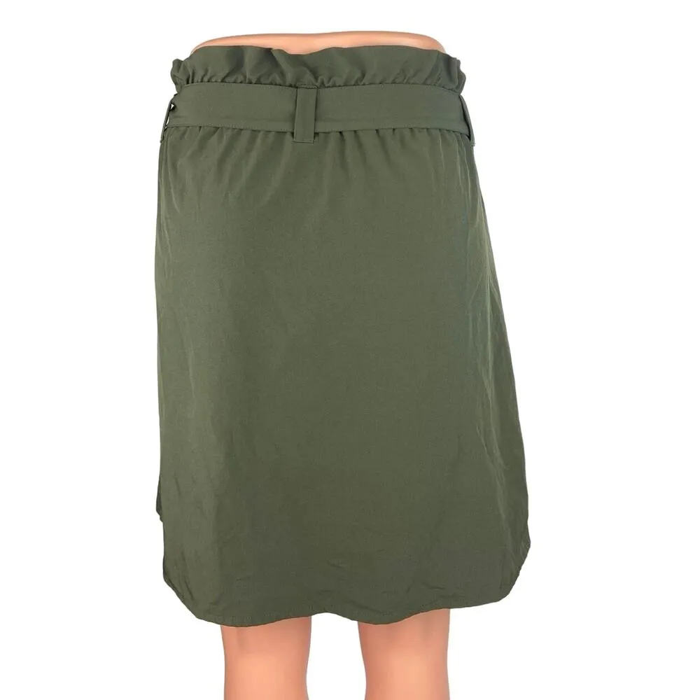 Mondetta Green Belted High Waisted Pockets Paperbag Pencil Mini Skirt Size M - Image 3