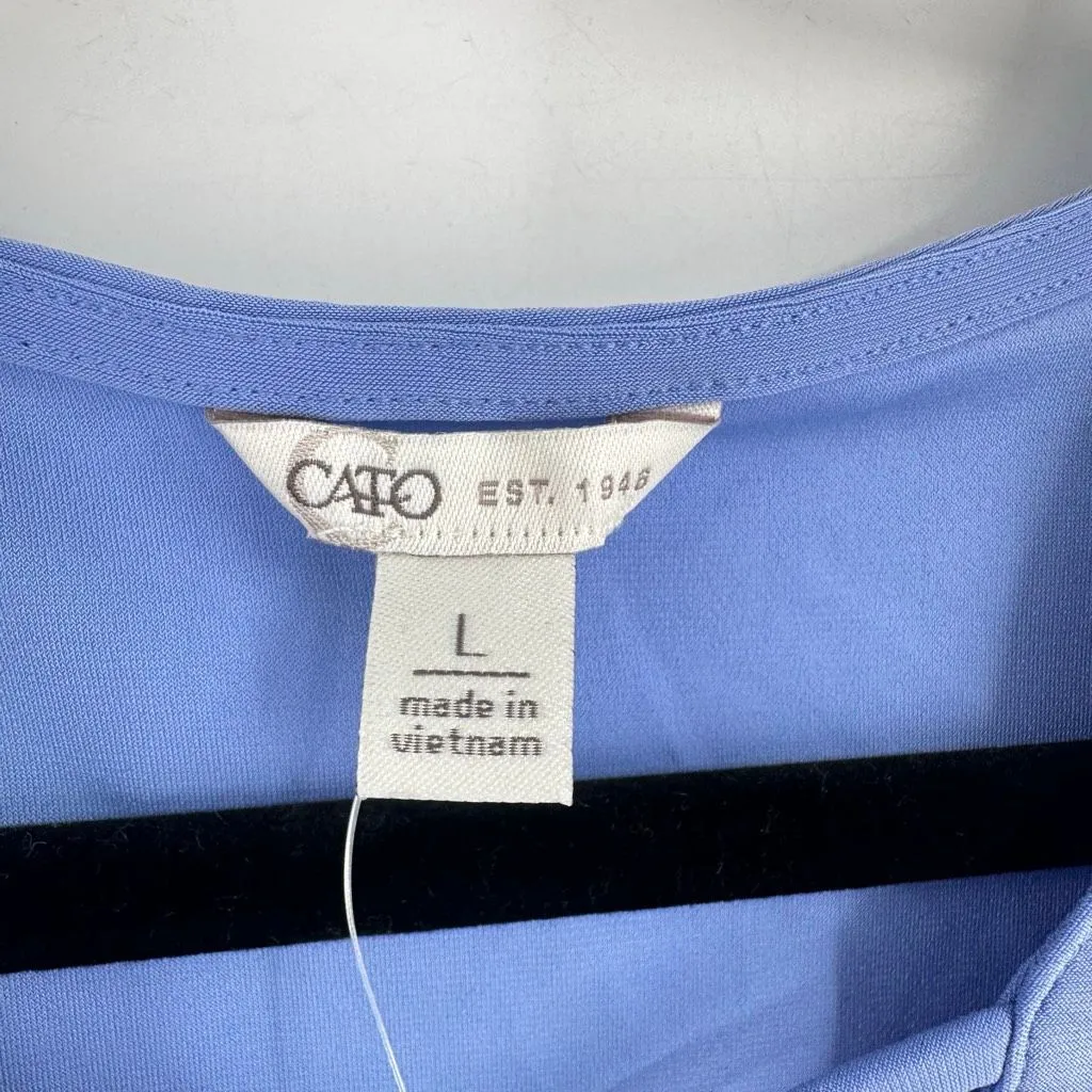 Cato NWT Blue‎ Criss Cross Neckline Light Blue Blouse Size L Flowy Flattering - Image 3