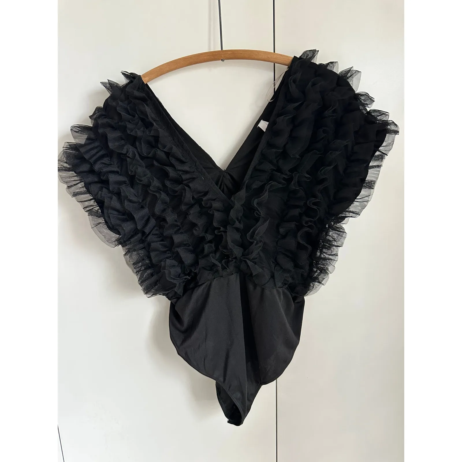 Women's Ruffled Black Body Suit Size S/6 Holiday Party Cocktail Live 4 Truth - Image 3