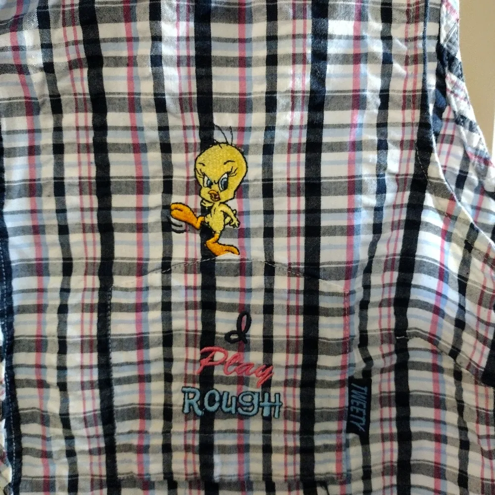 Vintage Looney Tunes plaid button down - Image 3