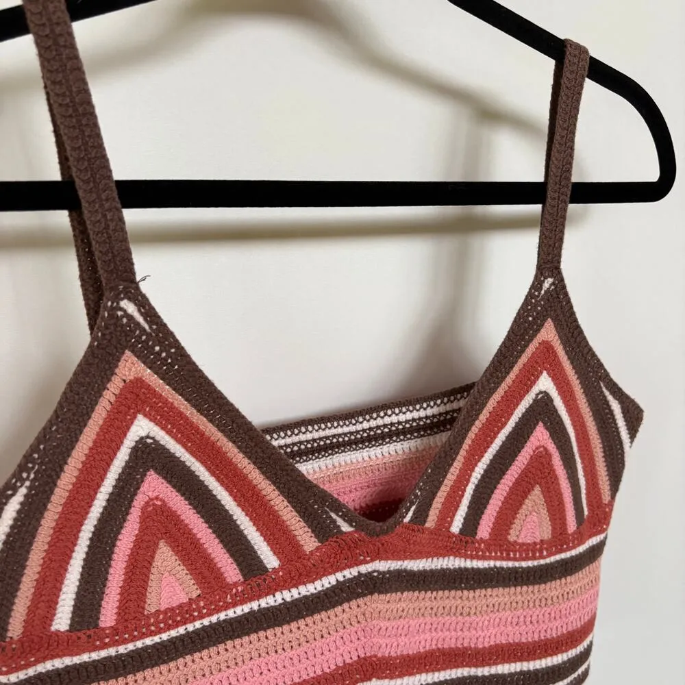 Boho Handmade Crochet Triangle Bra Festival Summer Spaghetti Strap Crop Top - Image 2