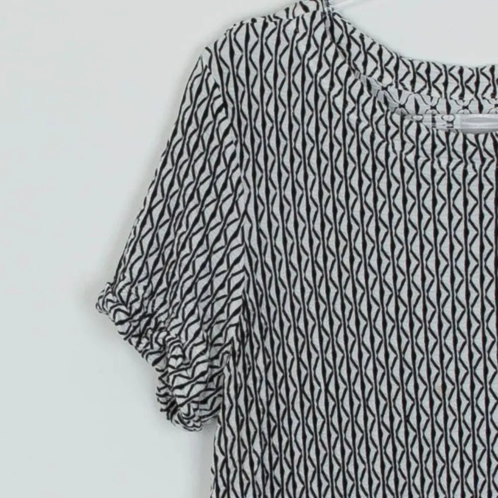 Nic + Zoe Womens Moving Lines Twisted Hem Top Size XL Short Sleeve Abstract Work - Image 4