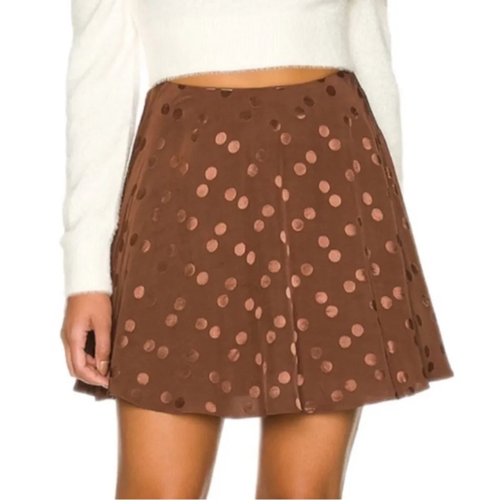 Revolve LPA Mini Skirt Polka Dot Lined Schoolgirl Brown Polka Dot Skirt $168 NWT - Image 4
