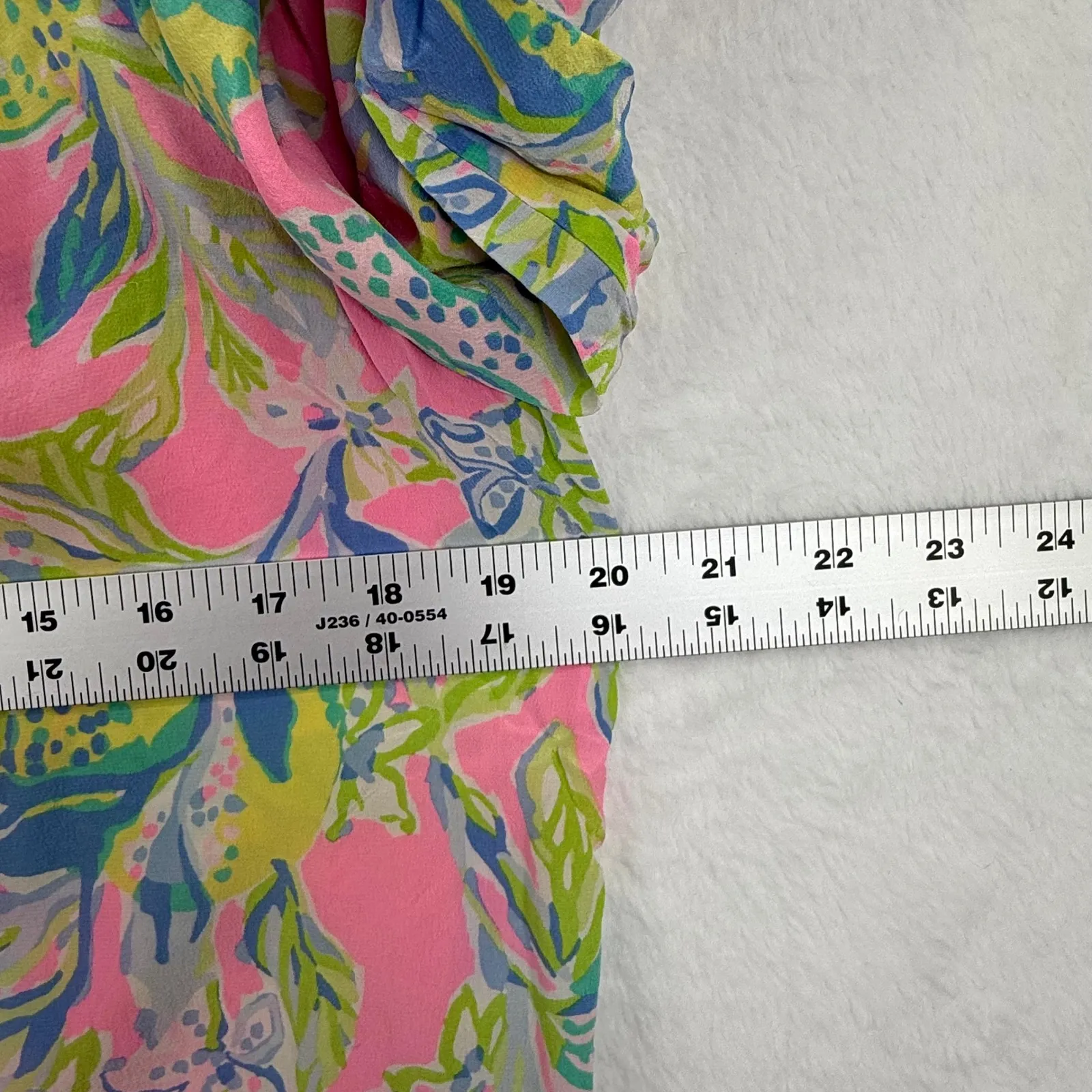 Lilly Pulitzer Silk Floral Blouse Top Long Sleeve Pink‎ Blue Green Womens M - Image 2