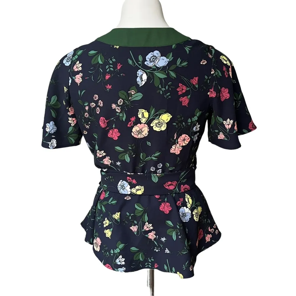 Ann Taylor Floral Flutter Sleeve Kimono Wrap Top - Image 6