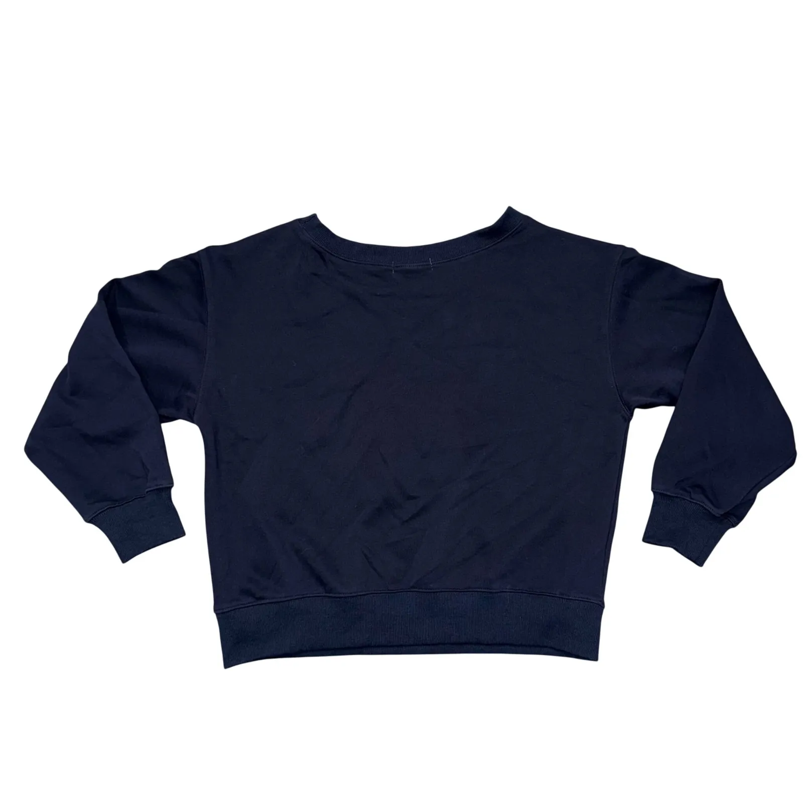 ELFRIC EDEN Navy Blue Sweatshirt Hearts Detail Crewneck Long Sleeve Women's Sz M - Image 4