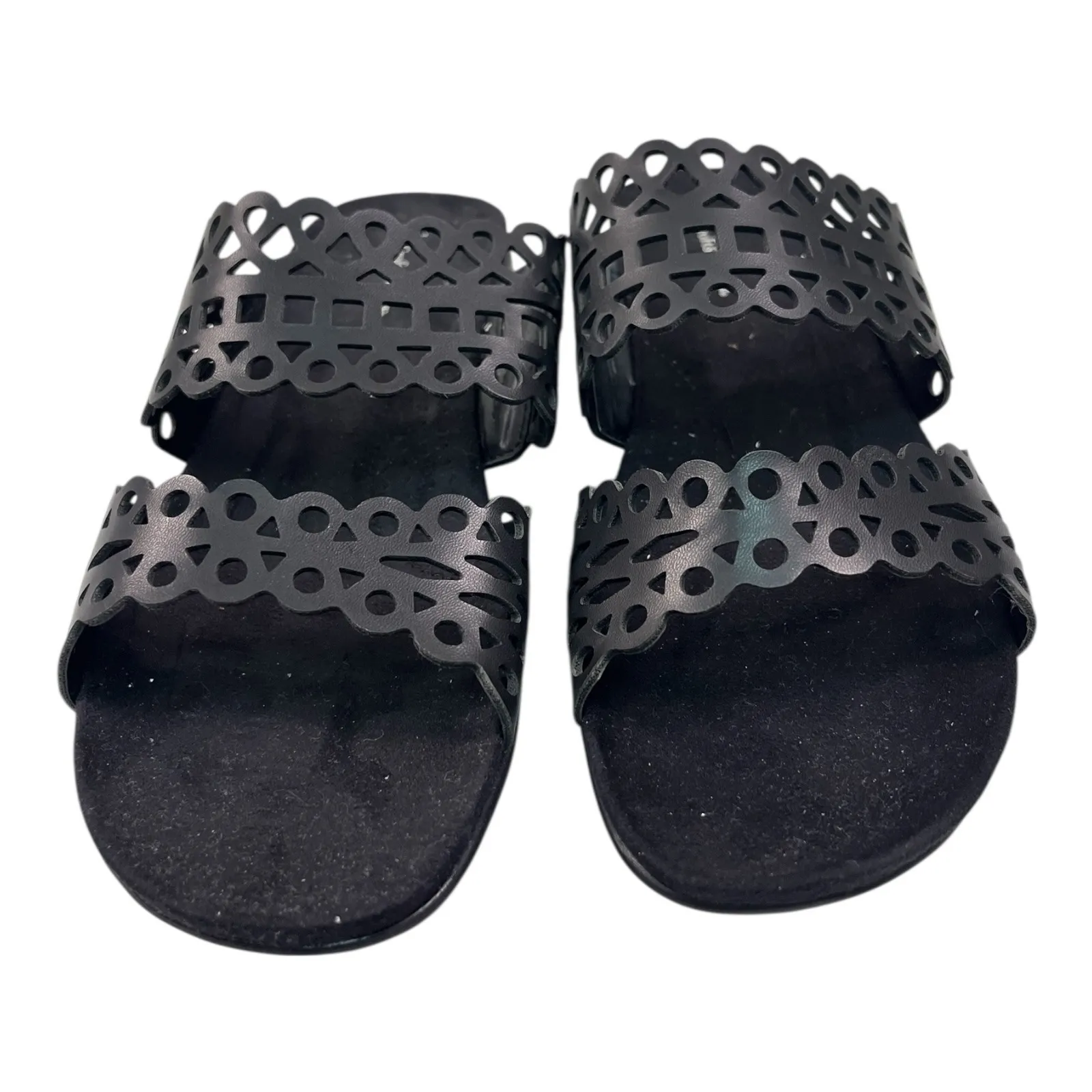 Croft & Barrow Becky Women's Black Laser Cut Slide Sandals Comfort  Size 8.5 - Image 3