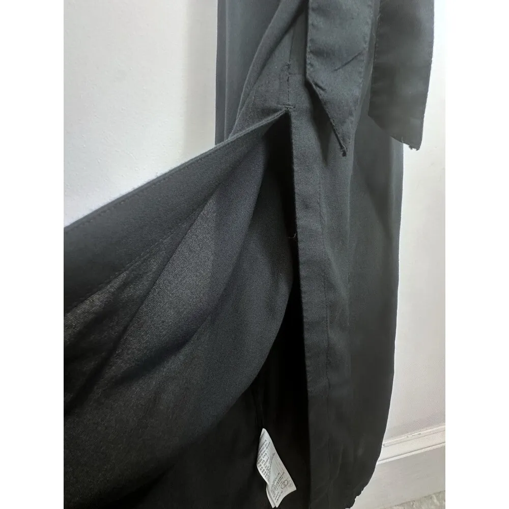 Abercrombie & Fitch Women’s XS Black Cinched Neck Slip Midi Dress Side Slit NWT - Image 6