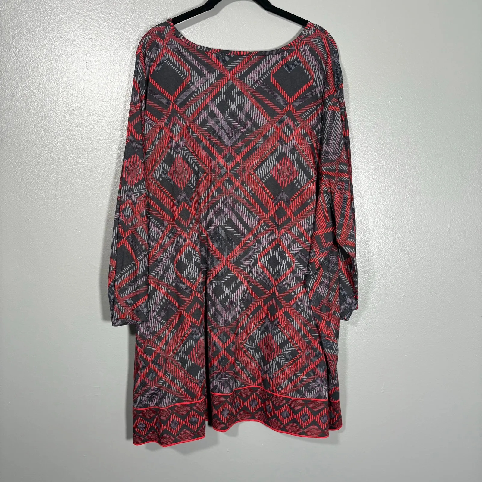 Ulla Popken Red & Black Plaid Grunge Shift Dress - Image 6