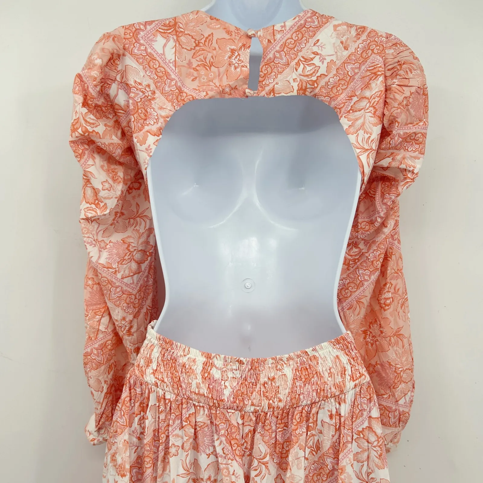 All About May Womens Boho Paisley Print Cutout Maxi Dress Open Back Size 2 Coral Orange - Image 13