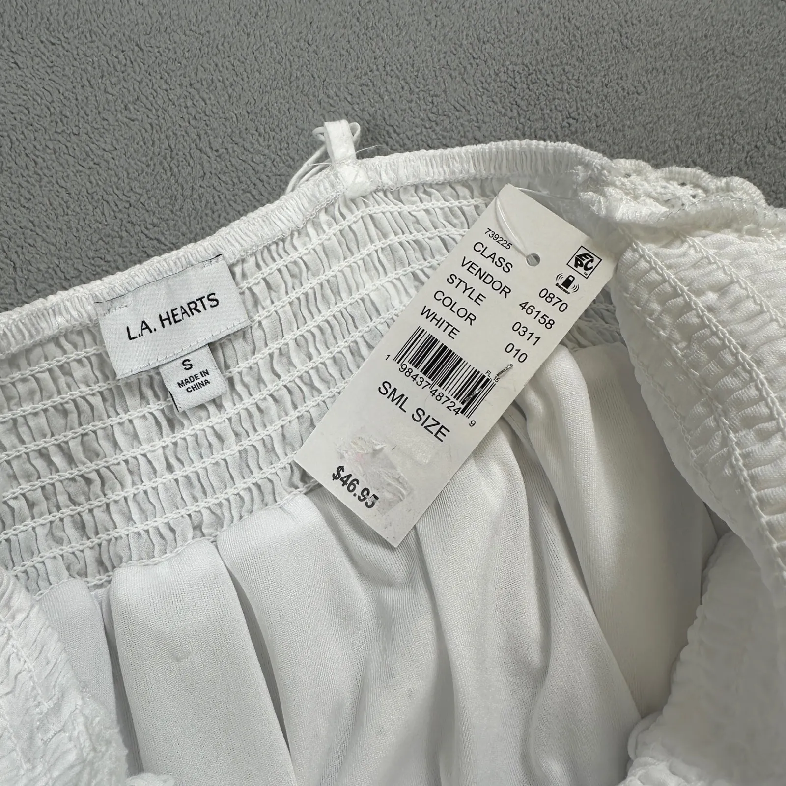 LA Hearts by Pacsun Dress S Women White Eyelet Embroider Tiered Smocked Sundress - Image 8