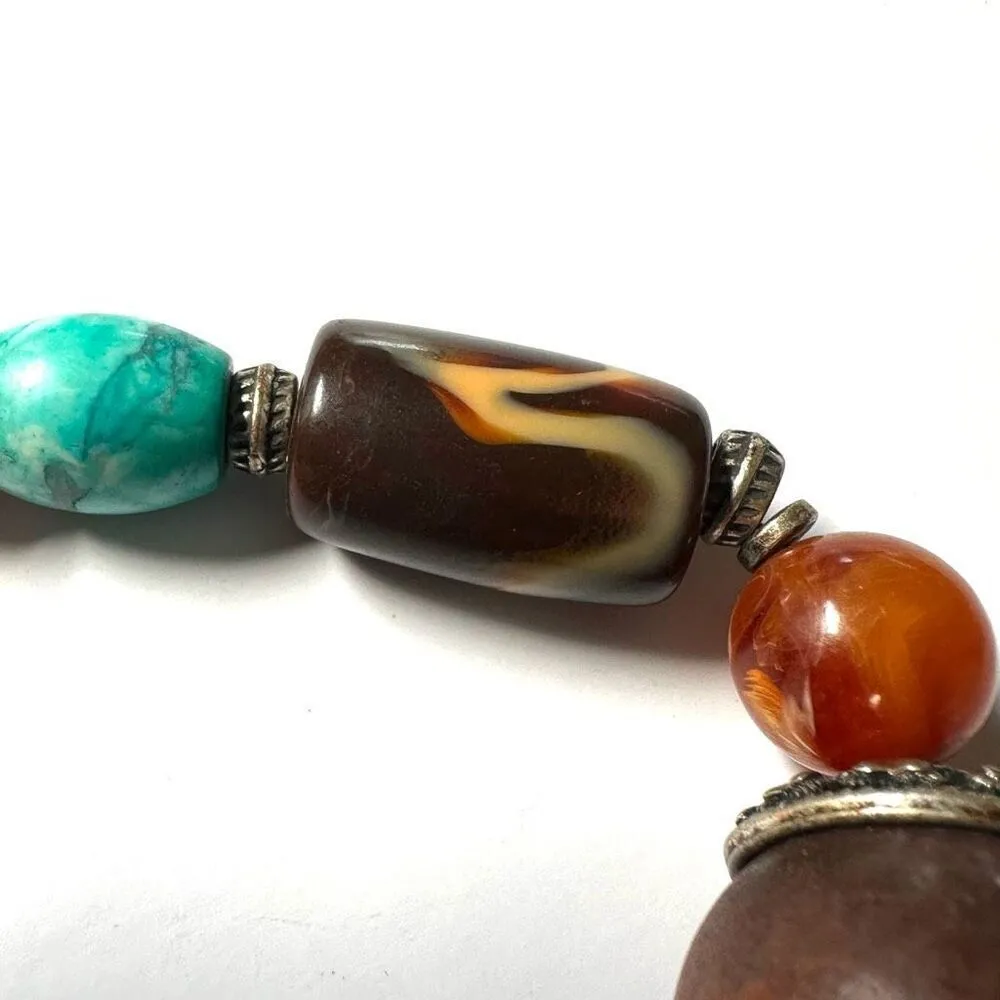 Avon tribal wooden lucite jadeite beaded necklace Orange - Image 8